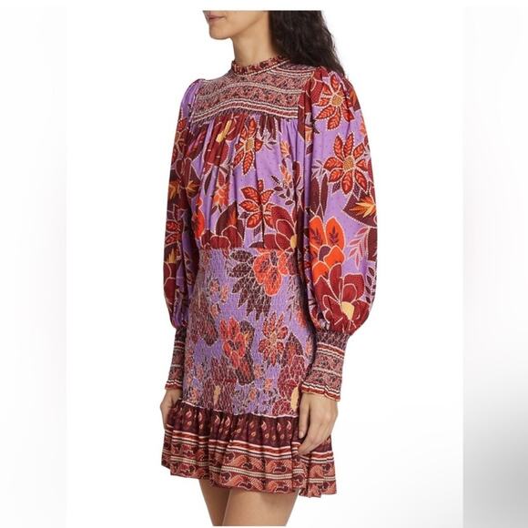 Farm Rio Sweet Floral Long Sleeve Minidress S - Picture 6 of 12